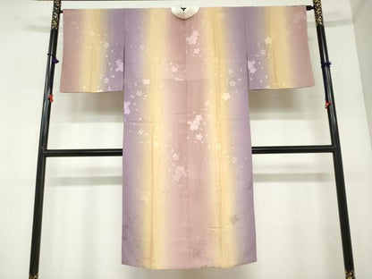 平和屋着物●長襦袢　袷　流水舞桜地紋　暈し染め　正絹　逸品　DABC2480ud