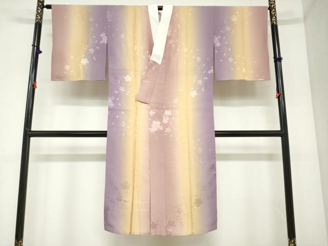 平和屋着物●長襦袢　袷　流水舞桜地紋　暈し染め　正絹　逸品　DABC2480ud