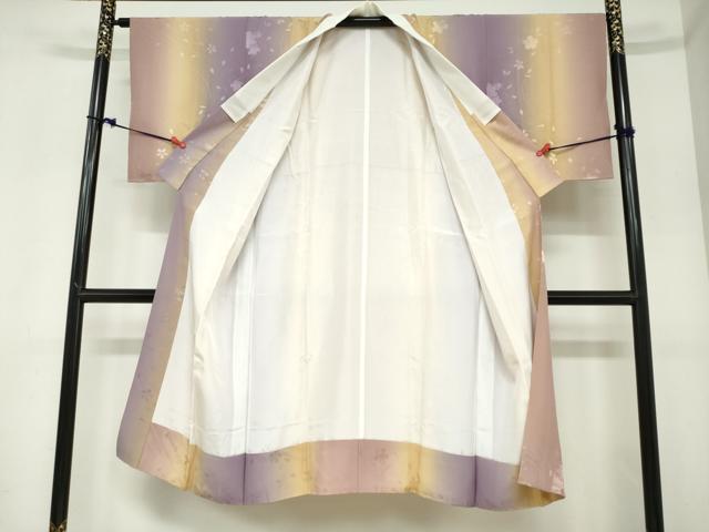 平和屋着物●長襦袢　袷　流水舞桜地紋　暈し染め　正絹　逸品　DABC2480ud