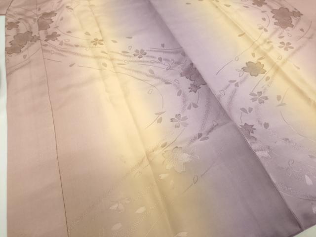 平和屋着物●長襦袢　袷　流水舞桜地紋　暈し染め　正絹　逸品　DABC2480ud