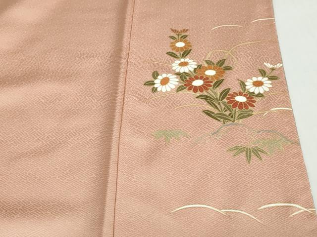 平和屋着物●訪問着　作家物　流水御所車草花文　暈し染め　金彩　正絹　逸品　DABC2487ud