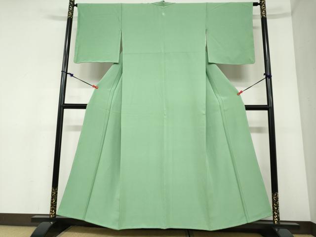 平和屋着物●上質な色無地　松美ちりめん　若竹色　反端付き　正絹　逸品　未使用　DABC2488ud