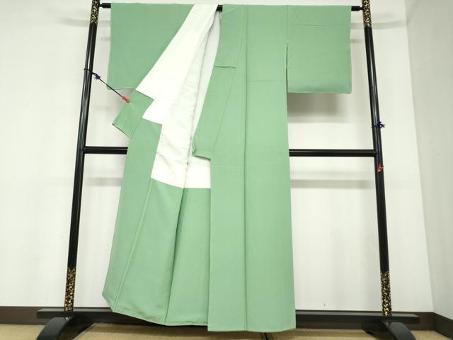 平和屋着物●上質な色無地　松美ちりめん　若竹色　反端付き　正絹　逸品　未使用　DABC2488ud