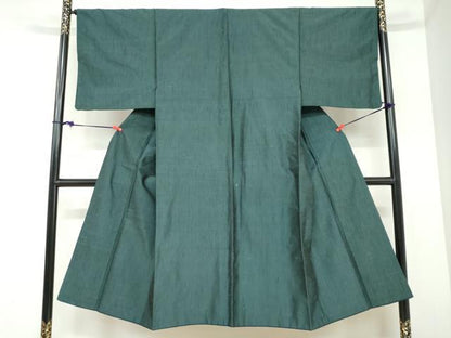 平和屋着物●男性　紬　アンサンブル　鉄色　正絹　逸品　DABC2498ud