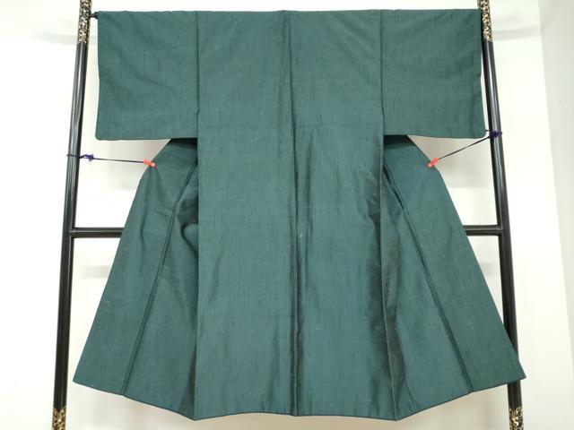 平和屋着物●男性　紬　アンサンブル　鉄色　正絹　逸品　DABC2498ud