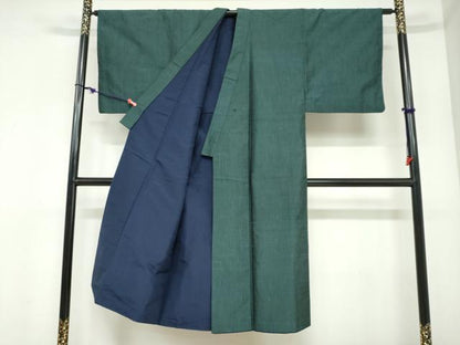 平和屋着物●男性　紬　アンサンブル　鉄色　正絹　逸品　DABC2498ud