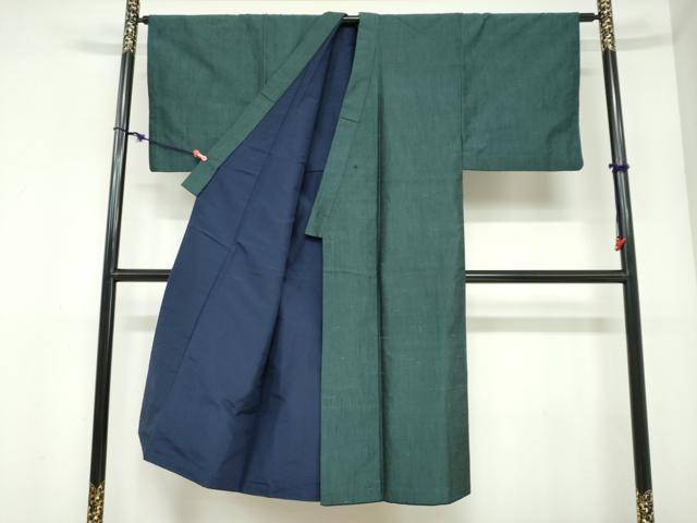 平和屋着物●男性　紬　アンサンブル　鉄色　正絹　逸品　DABC2498ud