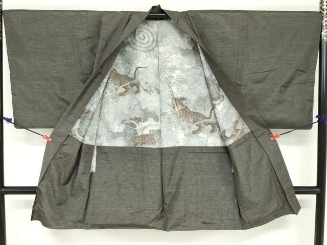 平和屋着物●男性　本場大島紬　アンサンブル　長羽織　抽象文様　正絹　逸品　DABC2499ud
