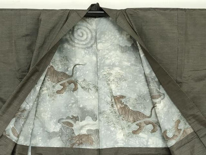 平和屋着物●男性　本場大島紬　アンサンブル　長羽織　抽象文様　正絹　逸品　DABC2499ud