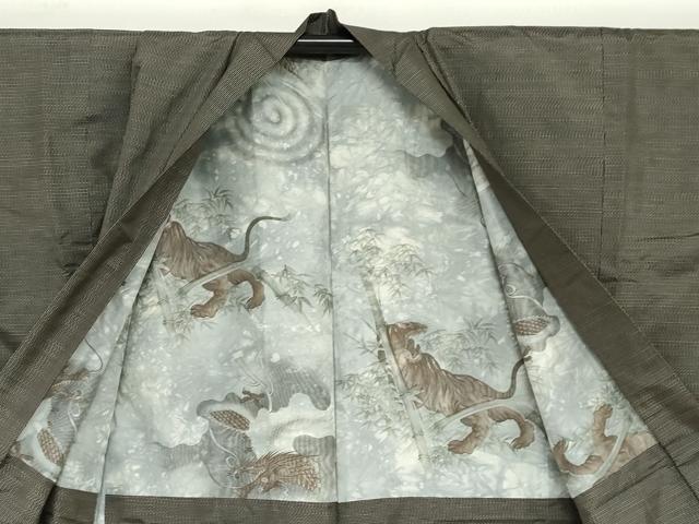 平和屋着物●男性　本場大島紬　アンサンブル　長羽織　抽象文様　正絹　逸品　DABC2499ud