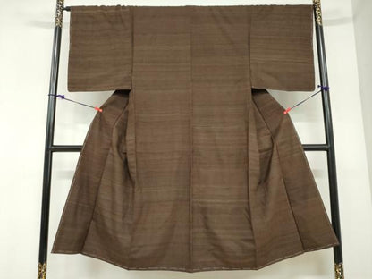 平和屋着物●男性　紬　アンサンブル　赤墨色　正絹　逸品　未使用　DABC2501ud