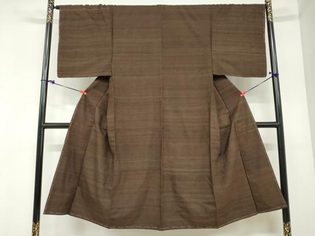 平和屋着物●男性　紬　アンサンブル　赤墨色　正絹　逸品　未使用　DABC2501ud