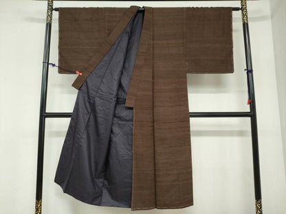 平和屋着物●男性　紬　アンサンブル　赤墨色　正絹　逸品　未使用　DABC2501ud
