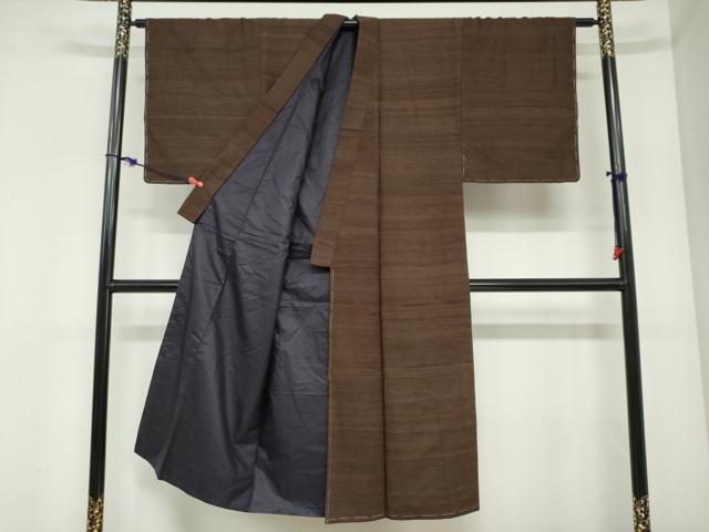 平和屋着物●男性　紬　アンサンブル　赤墨色　正絹　逸品　未使用　DABC2501ud
