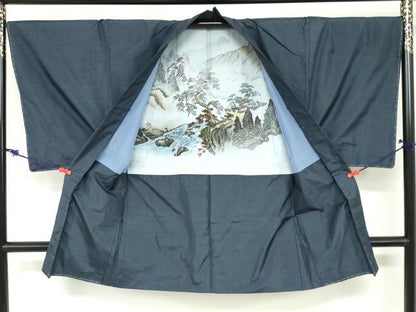 平和屋着物●男性 本場大島紬 アンサンブル 長羽織 長襦袢（袷）セット 抽象文様 証紙付き 上村商店謹製 正絹 逸品 未使用 DABC2504ud