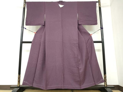 平和屋着物●上質な色無地　本草染　花尽くし地紋　紫紺色　紙付き　正絹　逸品　未使用　DABC2507ud