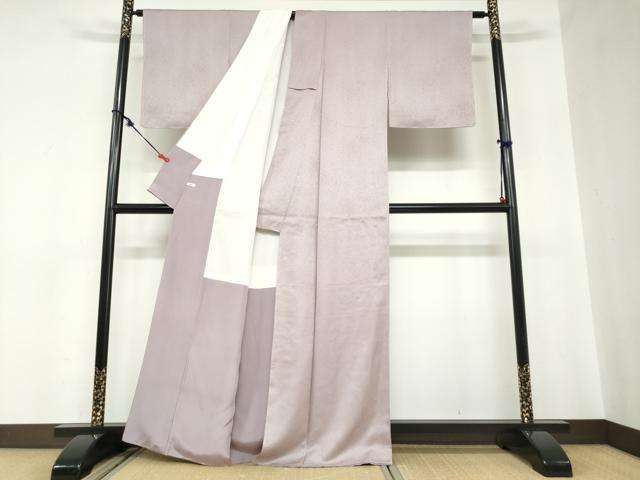 平和屋着物●上質な色無地　霞地紋　牡丹鼠色　正絹　逸品　未使用　DABC2509ud