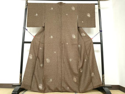 平和屋着物●上質なお召　梟　ふくろう　正絹　逸品　DABC2511ud