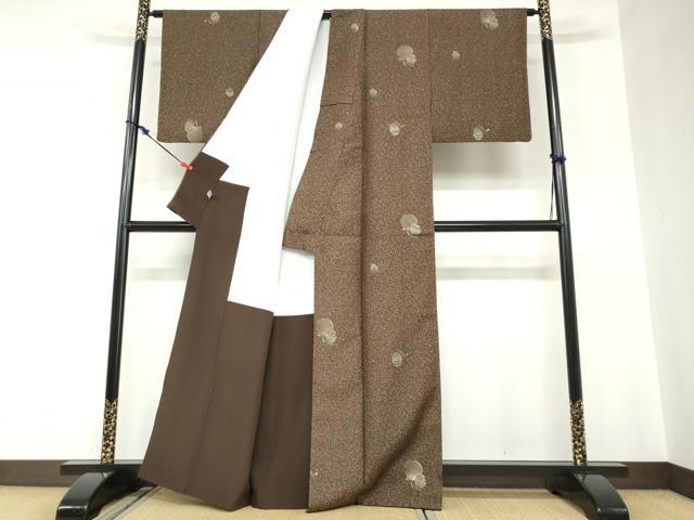 平和屋着物●上質なお召　梟　ふくろう　正絹　逸品　DABC2511ud