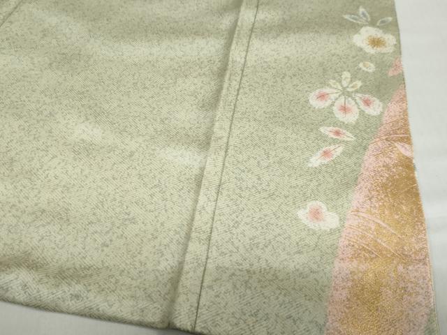 平和屋着物●訪問着　駒刺繍　流水鴛鴦草花文　金彩　正絹　逸品　DABC2512ud