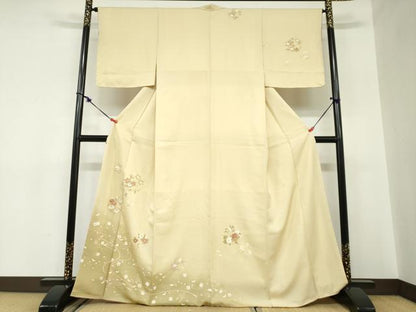 平和屋着物●訪問着　草花文　暈し染め　金彩　正絹　逸品　未使用　DABC2515ud