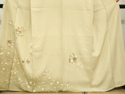 平和屋着物●訪問着　草花文　暈し染め　金彩　正絹　逸品　未使用　DABC2515ud