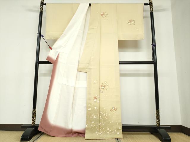 平和屋着物●訪問着　草花文　暈し染め　金彩　正絹　逸品　未使用　DABC2515ud
