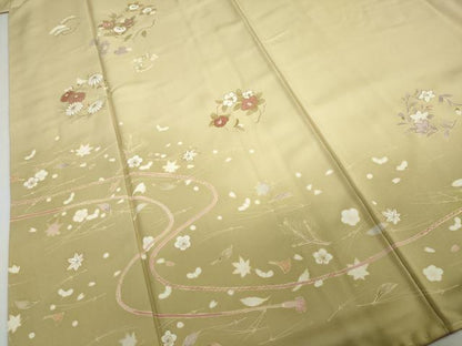 平和屋着物●訪問着　草花文　暈し染め　金彩　正絹　逸品　未使用　DABC2515ud