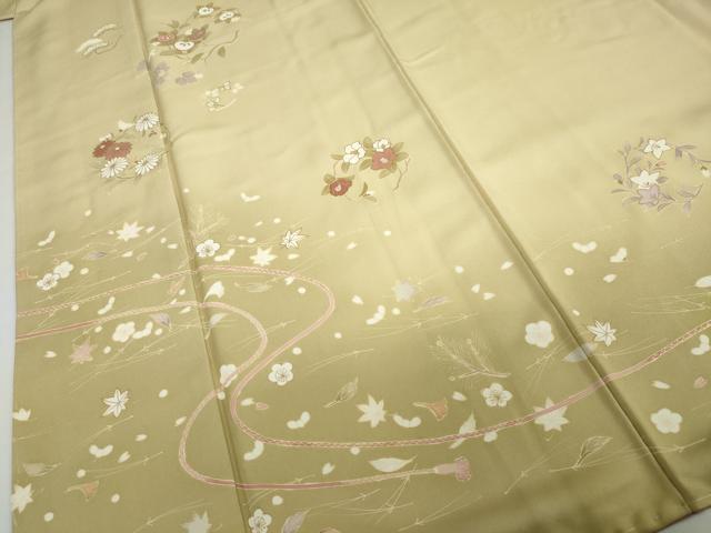 平和屋着物●訪問着　草花文　暈し染め　金彩　正絹　逸品　未使用　DABC2515ud