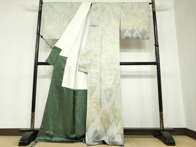平和屋着物●訪問着　総絞り　抽象文様　ロング丈　正絹　逸品　DABC2516ud