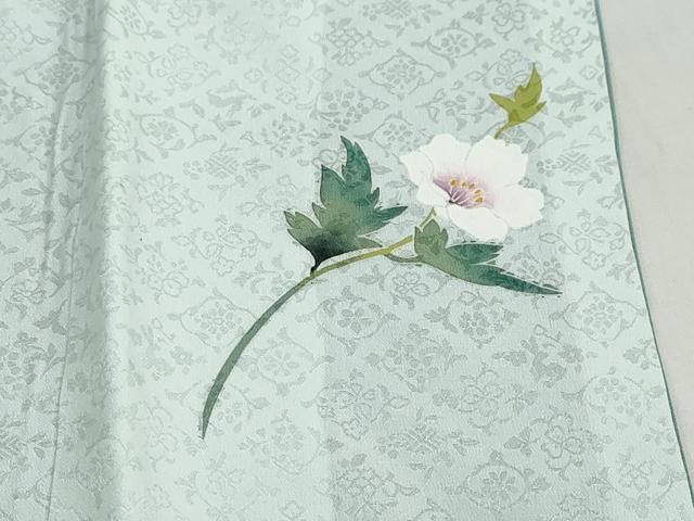 平和屋着物●訪問着　岡山工芸作　草花文　暈し染め　銀彩　さが美扱い　正絹　逸品　DABC2521ud