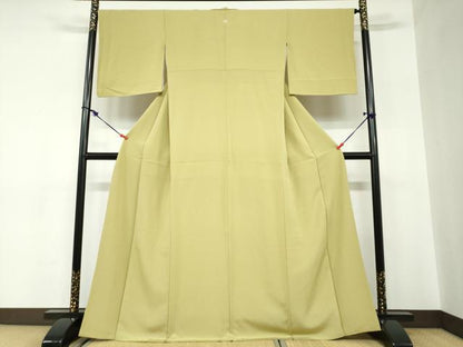 平和屋着物●上質な色無地　青朽葉色　正絹　逸品　DABC2524ud