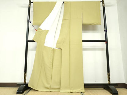 平和屋着物●上質な色無地　青朽葉色　正絹　逸品　DABC2524ud