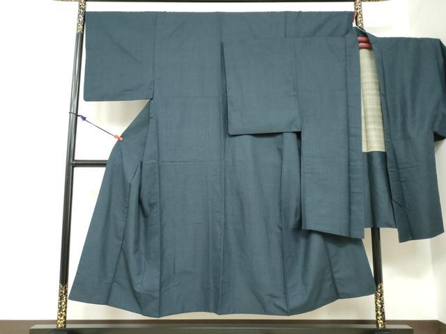 平和屋着物●男性　紬　アンサンブル　長羽織　抽象文様　正絹　逸品　DABC2527ud