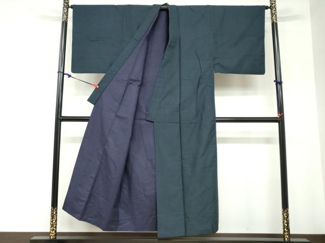 平和屋着物●男性　紬　アンサンブル　長羽織　抽象文様　正絹　逸品　DABC2527ud