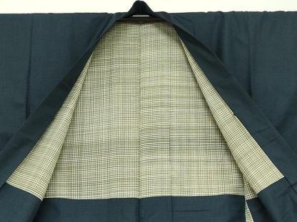 平和屋着物●男性　紬　アンサンブル　長羽織　抽象文様　正絹　逸品　DABC2527ud