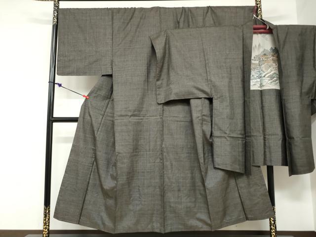 平和屋着物●男性　本場大島紬　アンサンブル　長羽織　100亀甲　総詰め　キングサイズ　正絹　逸品　DABC2528ud