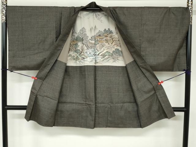 平和屋着物●男性　本場大島紬　アンサンブル　長羽織　100亀甲　総詰め　キングサイズ　正絹　逸品　DABC2528ud