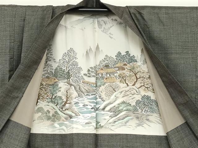平和屋着物●男性　本場大島紬　アンサンブル　長羽織　100亀甲　総詰め　キングサイズ　正絹　逸品　DABC2528ud
