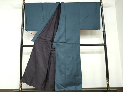 平和屋着物●男性　紬　アンサンブル　長羽織　120亀甲　総詰め　キングサイズ　正絹　逸品　DABC2530ud