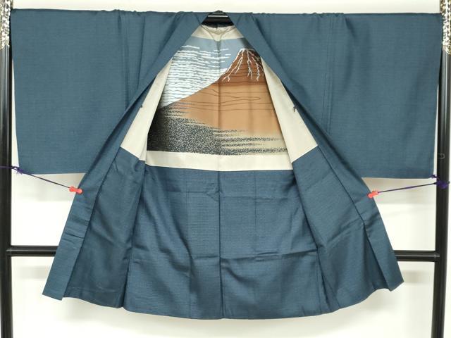平和屋着物●男性　紬　アンサンブル　長羽織　120亀甲　総詰め　キングサイズ　正絹　逸品　DABC2530ud