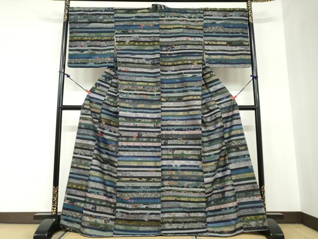 平和屋着物●小千谷紬　百柄　正絹　逸品　未使用　DABC2535ud