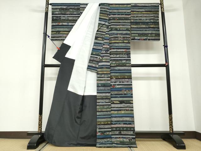 平和屋着物●小千谷紬　百柄　正絹　逸品　未使用　DABC2535ud