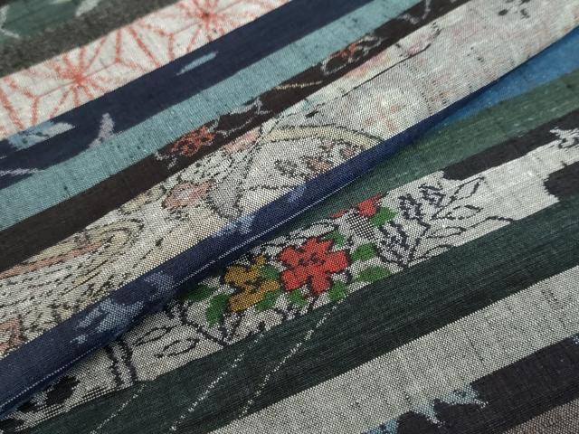 平和屋着物●小千谷紬　百柄　正絹　逸品　未使用　DABC2535ud