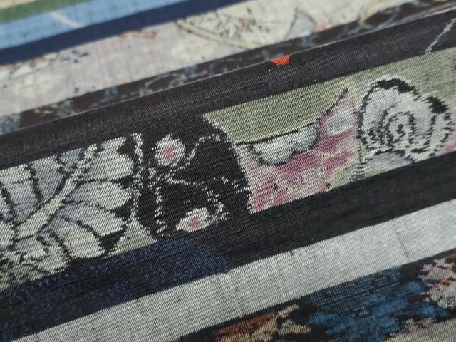 平和屋着物●小千谷紬　百柄　正絹　逸品　未使用　DABC2535ud