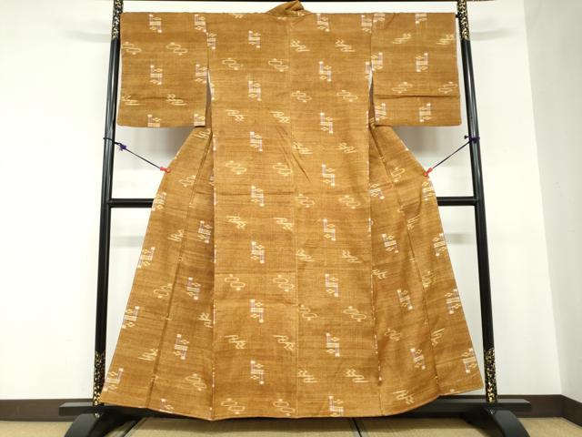 平和屋着物●上質な紬　絣文様　正絹　逸品　未使用　DABC2536ud
