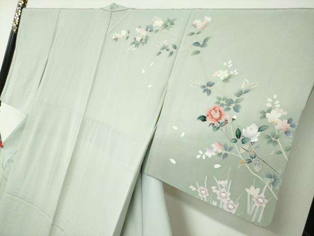 平和屋着物●訪問着　草花文　金銀彩　正絹　逸品　DABC2538ud