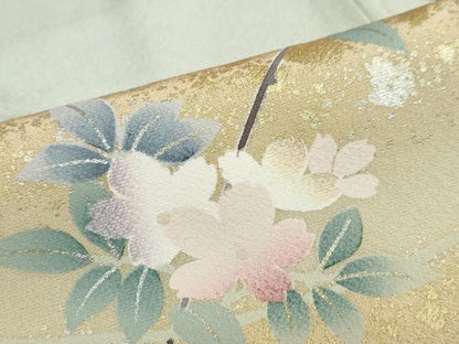 平和屋着物●訪問着　草花文　金銀彩　正絹　逸品　DABC2538ud