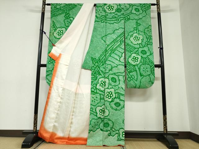平和屋着物●豪華振袖　総絞り　枝梅文　正絹　逸品　DABC2542ud
