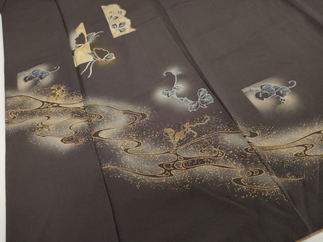 平和屋着物●訪問着　駒刺繍　流水花蝶文　暈し染め　金彩　正絹　逸品　DABC2544ud